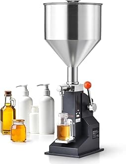 VEVOR Manual Paste Liquid Filling Machine, 5-50ml Adjustable Bottle Filling Machine, Stainless Steel Liquid Filler with 10L Hopper for Milk Water Juice Essential Oil Shampoo Cosmetic Honey