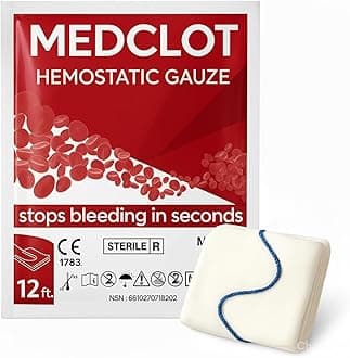 Hemostatic Dressing Z-Fold 12ft – Military-Proven clotting Gauze for Heavy Bleeding scenarios – Sterile Kaolin-Medical Gauze for Trauma First Aid Kits, for Emergency Survival – 2029 Expiry