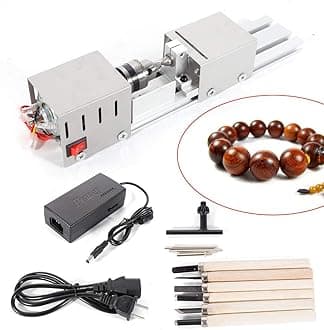 Mini Lathe Wood Lathe Machine Diy Machining for Table Woodworking Wood DIY Tool Lathe Grinding Wood , 2.76 x 6.3inch, 12-24V 96W,7 Speeds