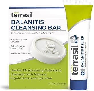 Balanitis Relief + Cleansing Soap 2-Product Kit - Balanitis Treatment for Men, Natural Foreskin Ointment for Symptoms of Itch & Irritation. Dermatologist Tested (14g Tube + Soap Bar)