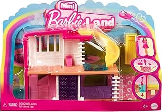 Mini BarbieLand Doll House Sets, Mini Dreamhouse with Surprise 1.5-inch Barbie Doll, Furniture & Accessories, Plus Elevator & Pool, 4Y+, HYF47