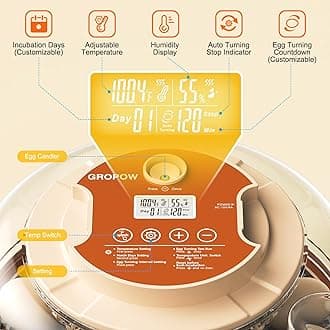 18 Egg Incubator, Automatic Turning with Temperature & Humidity Control, Egg Candler, 360 View with Air Vent, Auto Water Bottle Refill, Chicken Incubator for Hatching Eggs