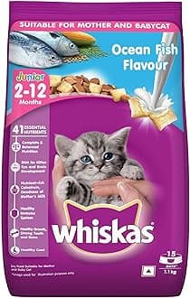 Whiskas Kitten (2-12 months) Dry Cat Food, Ocean Fish, 1.1kg Pack