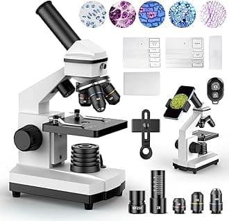 100X-2000X Microscopes for Kids Students Adults, Powerful Biological Microscopes for School Laboratory Home Education,with Microscope Slides Set, Phone Adapter