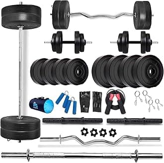 Bodyfit (16kg-100Kg) Weight Plates Home Gym Dumbell Set, Dumbbell Fitness Exercise Gym Set kit. (56 Kg Weight Set)