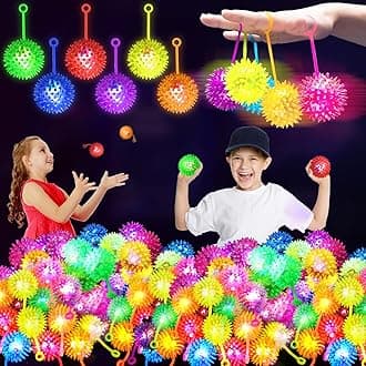 200PCS Light Up Ball, Bouncy Balls for Kids, 6 Colors LED Flashing Squeaky Ball, 2.2inch Sensory Fidget Toys, Glow in The Dark Party Supplies, Neon Party Favors, for Student Gifts School Rewards