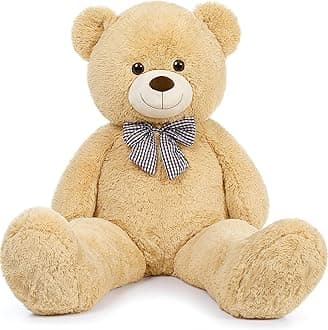 Giant Teddy Bear 4 Feet, Cute Big Huge Teddy Bear Plush 47inch Stuffed Animal, Classic Girlfriend Boyfriend Birthday Gift Baby Shower Decorations, Brown