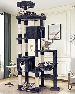 Globlazer Giant Cat Tree, 83 inch Cat Tree for Indoor Cats Large Adult, XXL Cat Tower with 9 Scratching Posts for 20lb+ Heavy Duty Large Adult Cats, F83, Dark Grey