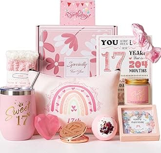 17th Birthday Gifts for Girls,Happy 17th Pamper Gift Basket Ideas for Daughter, Cute Unique Sweet 17 Year Old Birthday Hampers Presents for Her,Best Friend Niece,Granddaughter, Sister, Friend, Teens