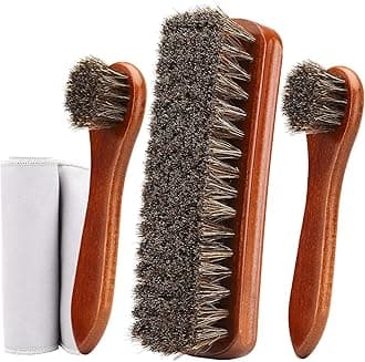 4-Piece Horsehair Shoe Brush Shine Kit, Shoe Polish Kit, Leather Shoes Boot Cleaning Brush Care Clean Dauber Applicators