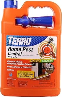 TERRO T3400B Indoor And Outdoor Home Insect Killer, 1 Gallon โ Kills Ants, Cockroaches, Spiders, Fleas and Ticks, Orange